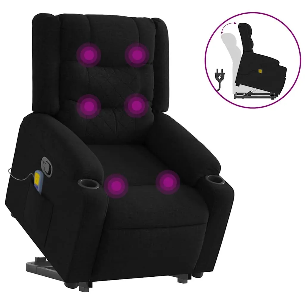 Electric Massage Recliner Chair for Living Room Black Fabric