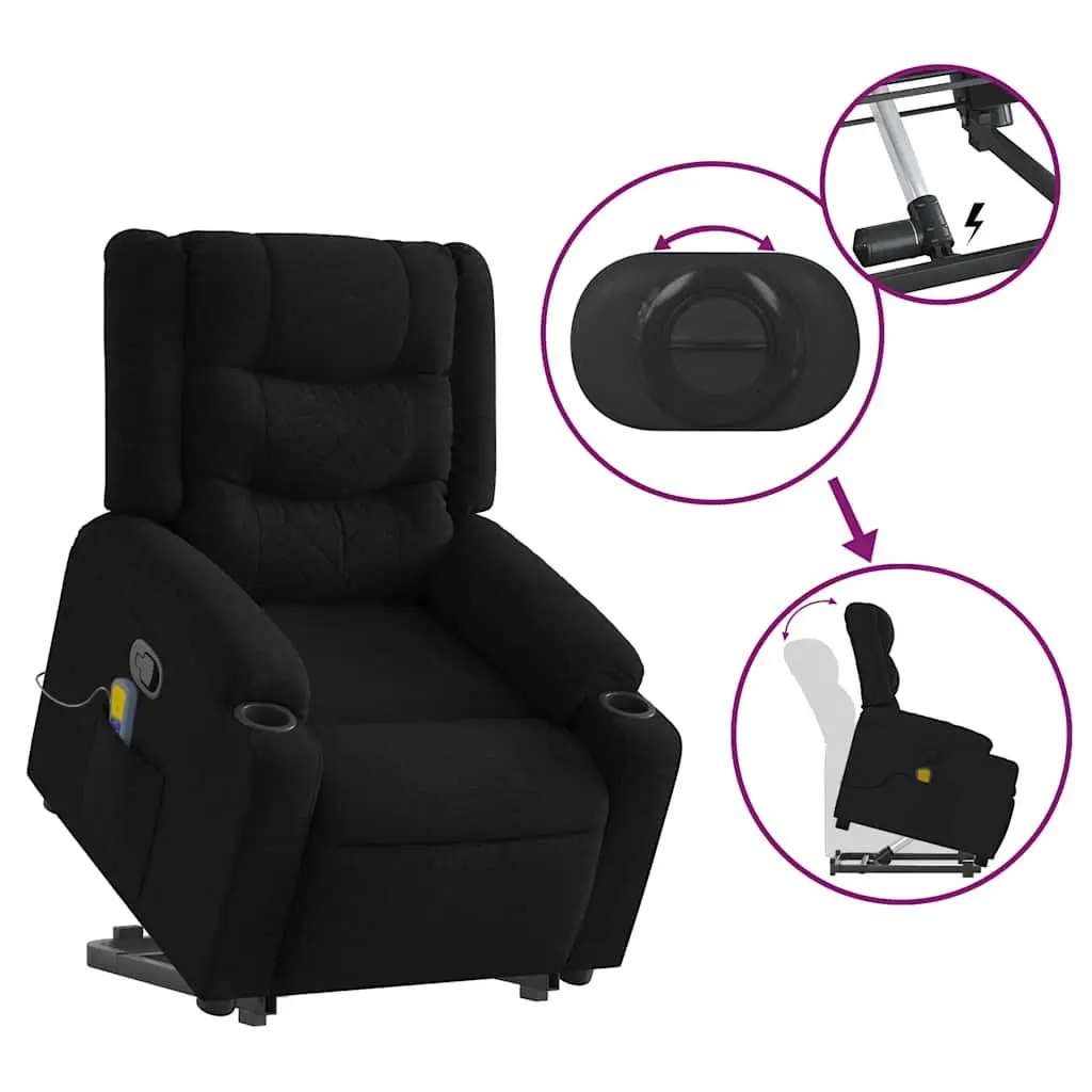 Electric Massage Recliner Chair for Living Room Black Fabric
