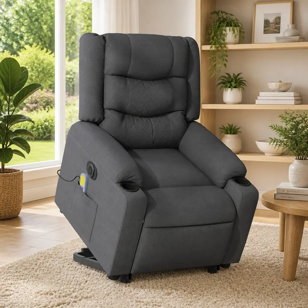 Electric Massage Recliner Chair for Elderly Comfort Fabric Armchair 135 Degrees
