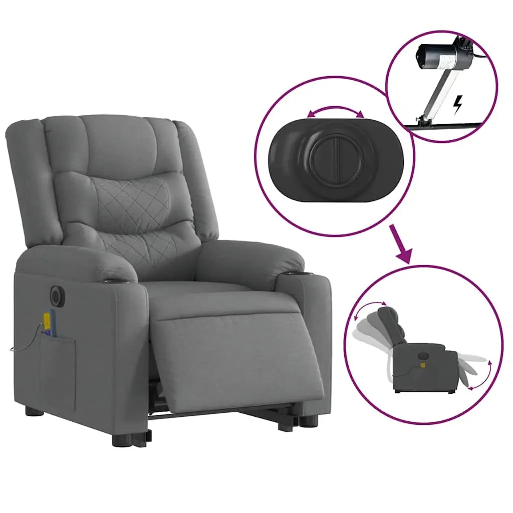 Electric Massage Recliner Chair for Elderly Comfort Fabric Armchair 135 Degrees