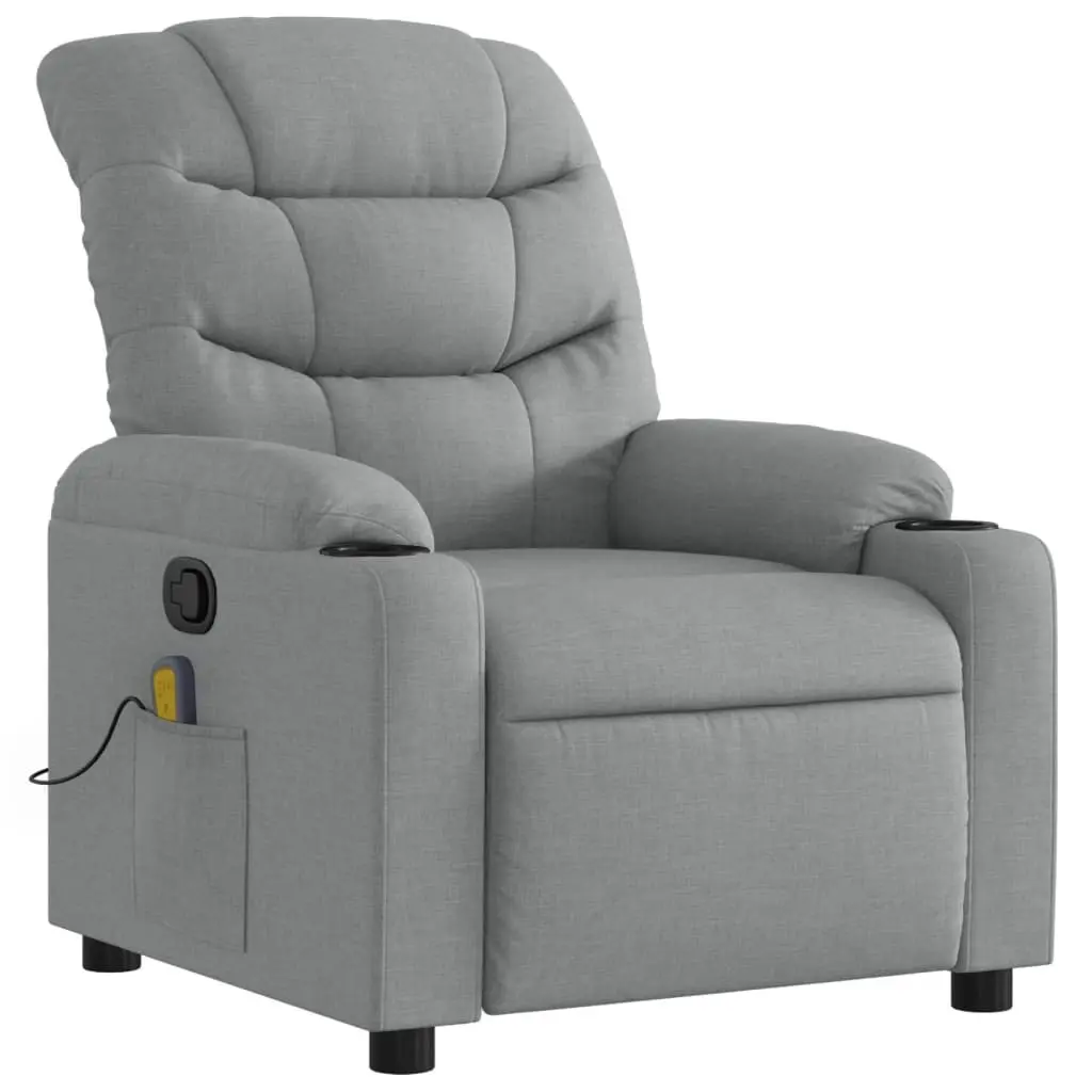 Massage Recliner Chair for Home Light Grey Fabric Manual Recline 135 Degrees