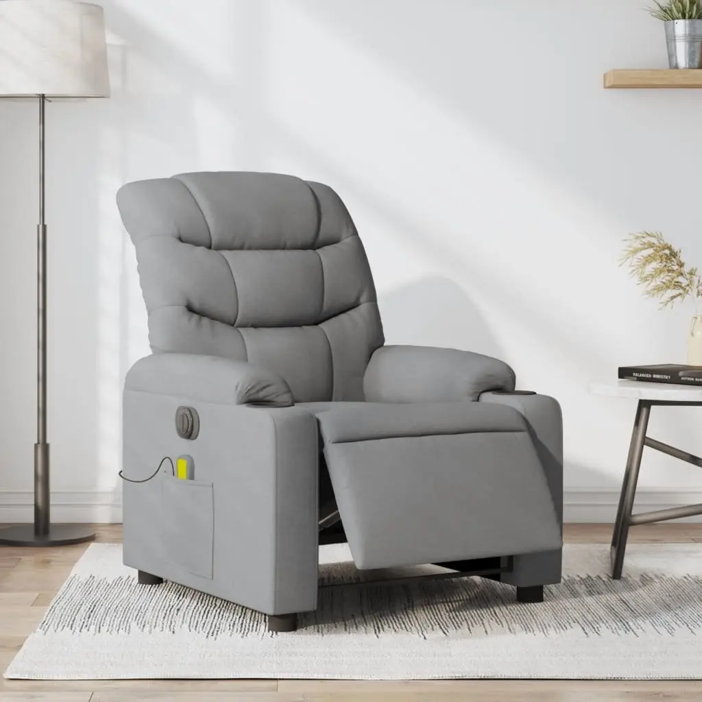 Electric Massage Recliner Chair for Lounge Grey Fabric