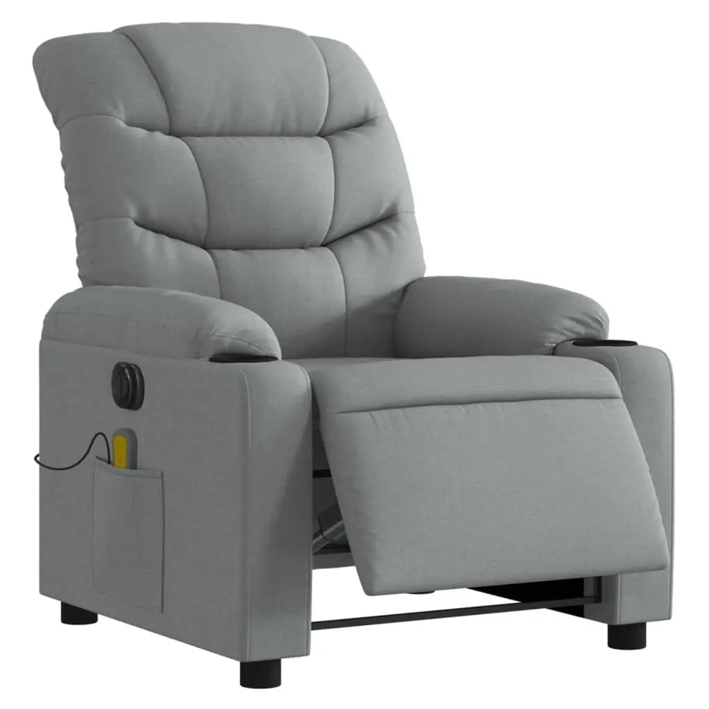 Electric Massage Recliner Chair for Lounge Grey Fabric