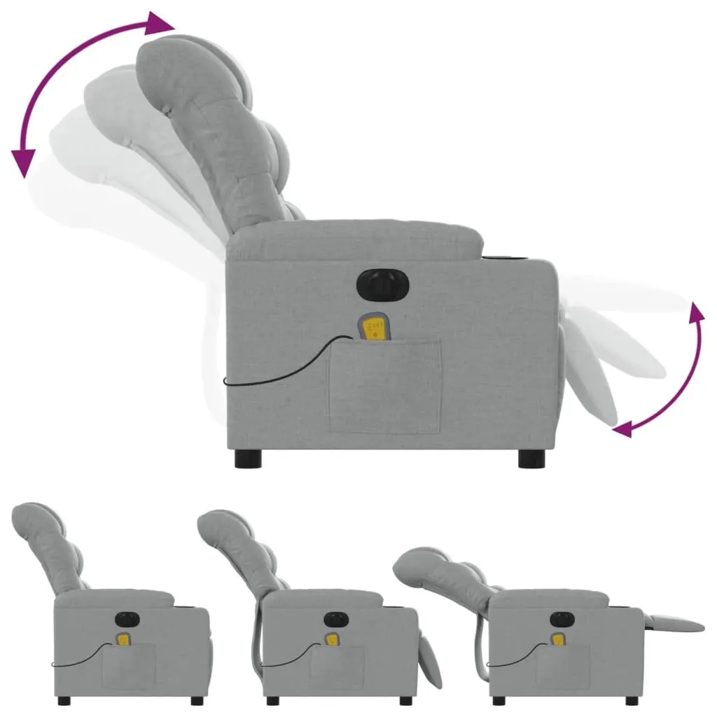 Electric Massage Recliner Chair for Lounge Grey Fabric