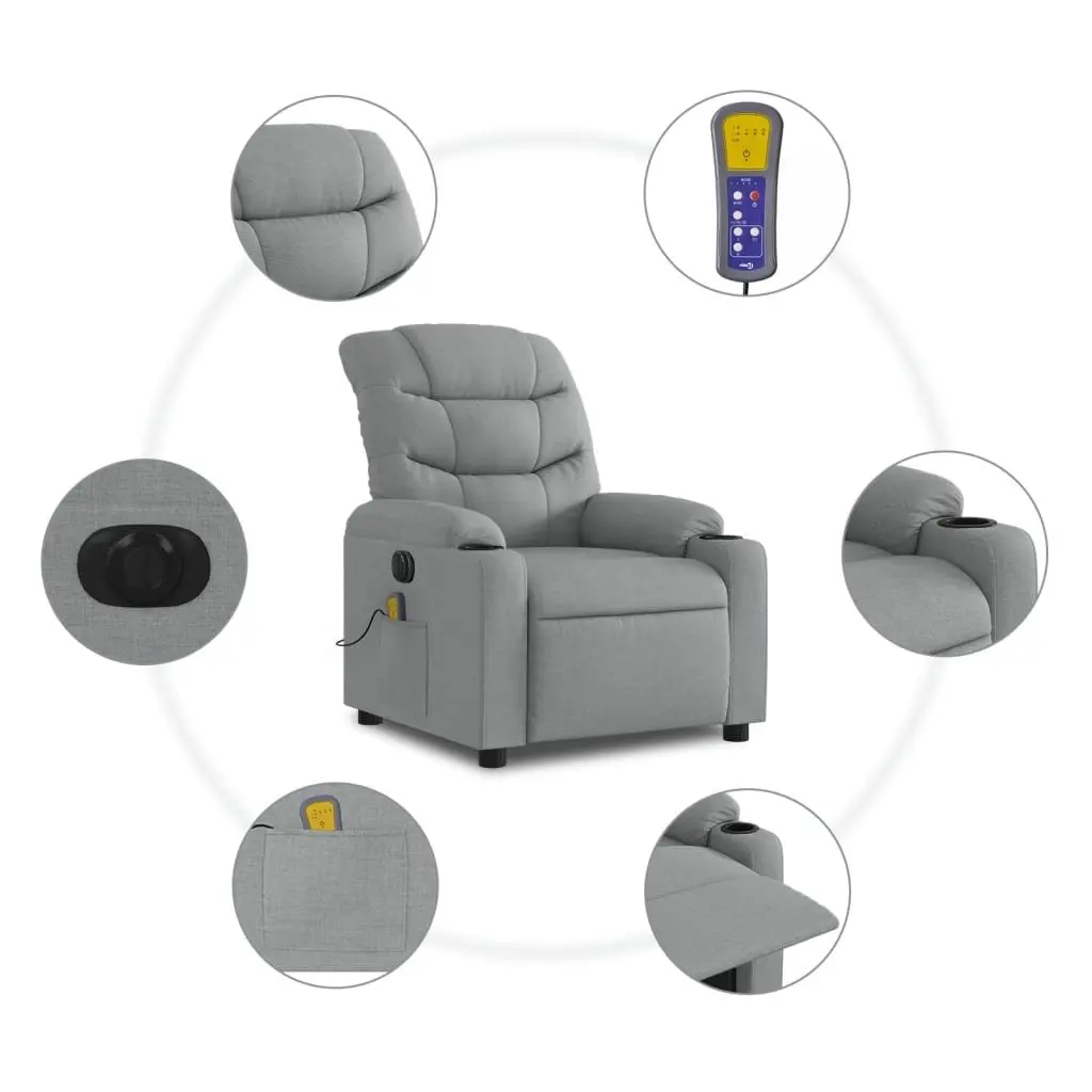 Electric Massage Recliner Chair for Lounge Grey Fabric