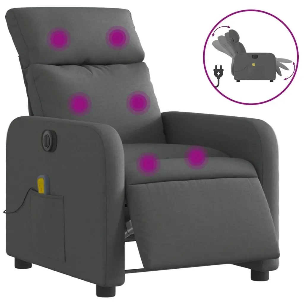 Electric Massage Recliner Chair for Living Room Grey Fabric