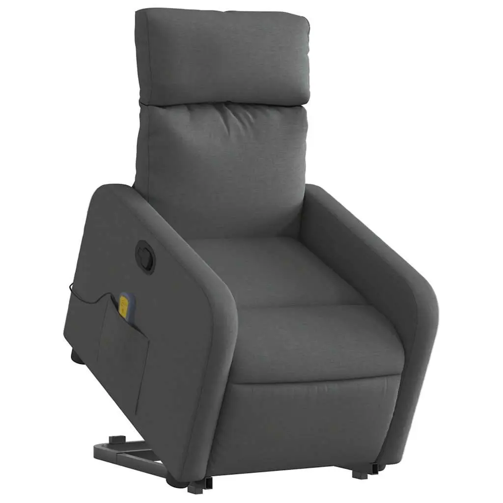 Massage Recliner Chair for Living Room with Power Lift Function Grey Fabric