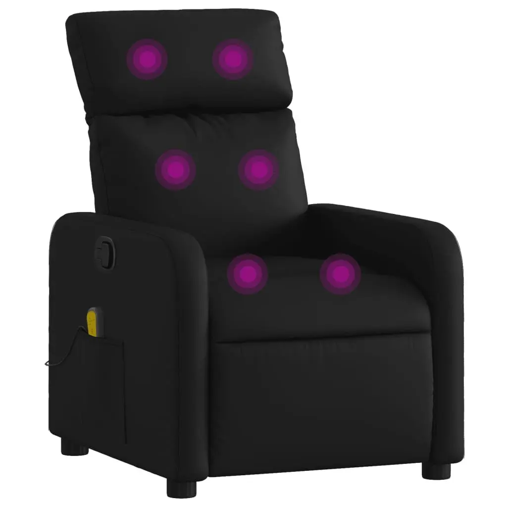 Massage Recliner Chair for Living Room Black Faux Leather Manual Reclining 6 Massage Points