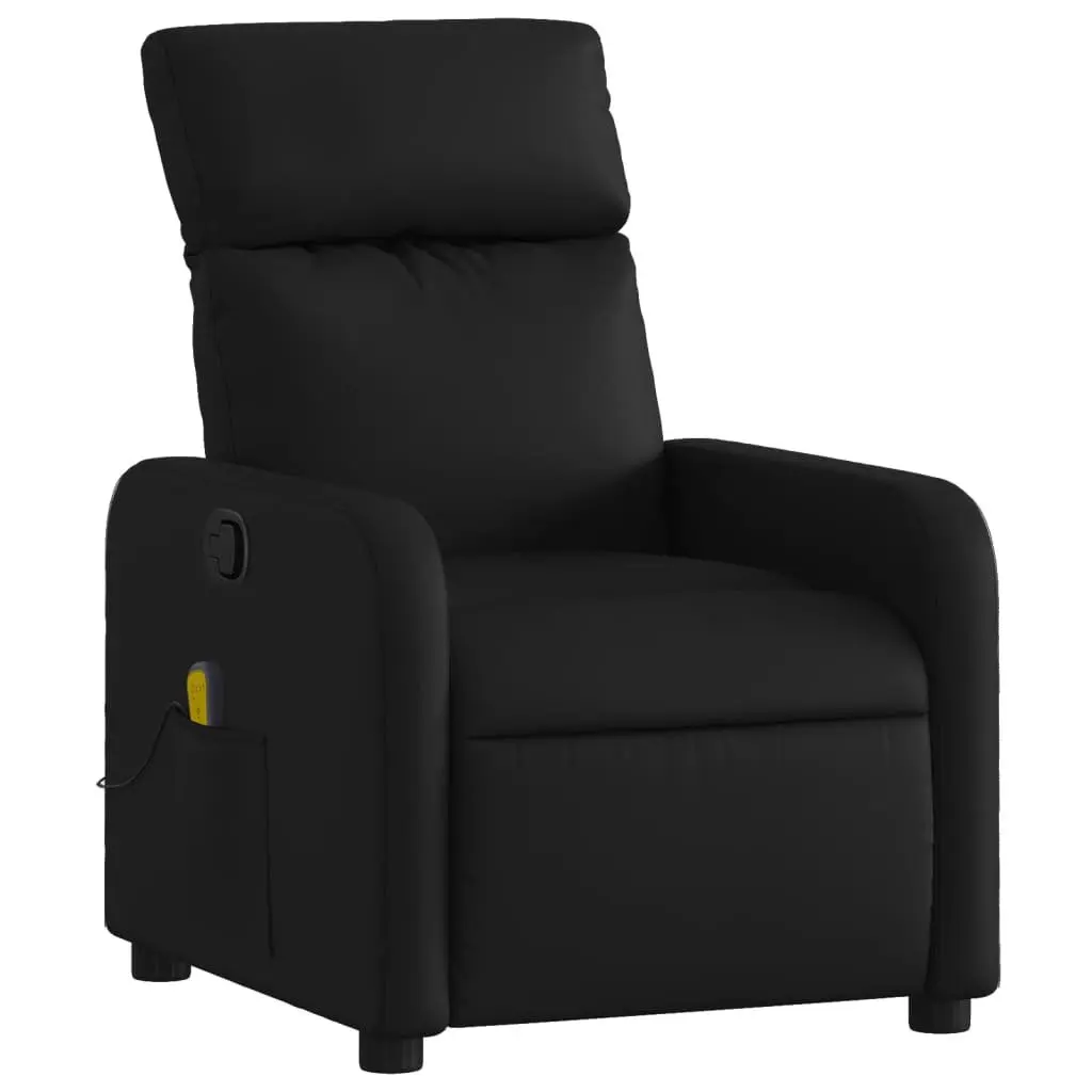 Massage Recliner Chair for Living Room Black Faux Leather Manual Reclining 6 Massage Points
