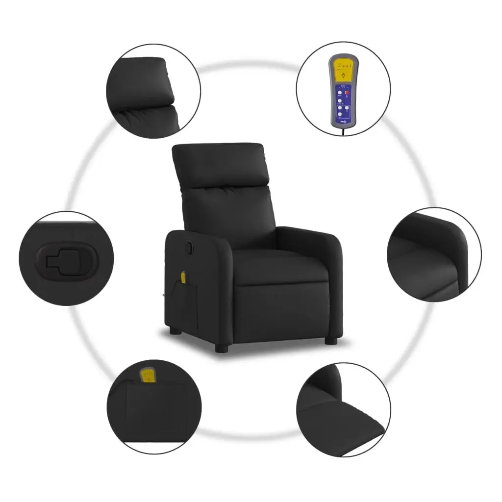 Massage Recliner Chair for Living Room Black Faux Leather Manual Reclining 6 Massage Points