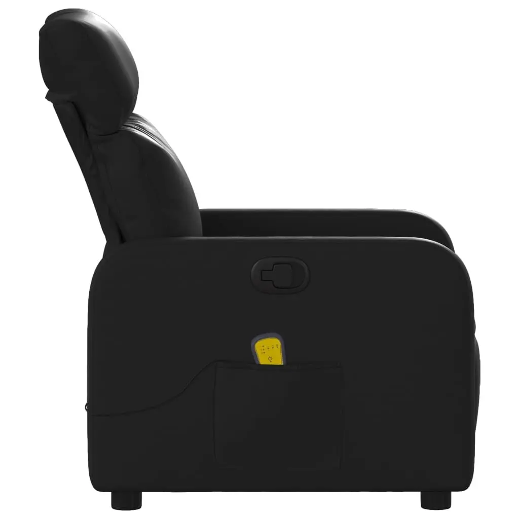 Massage Recliner Chair for Living Room Black Faux Leather Manual Reclining 6 Massage Points