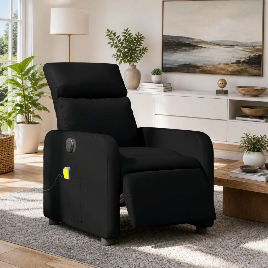 Electric Massage Recliner Chair for Living Room Black Faux Leather