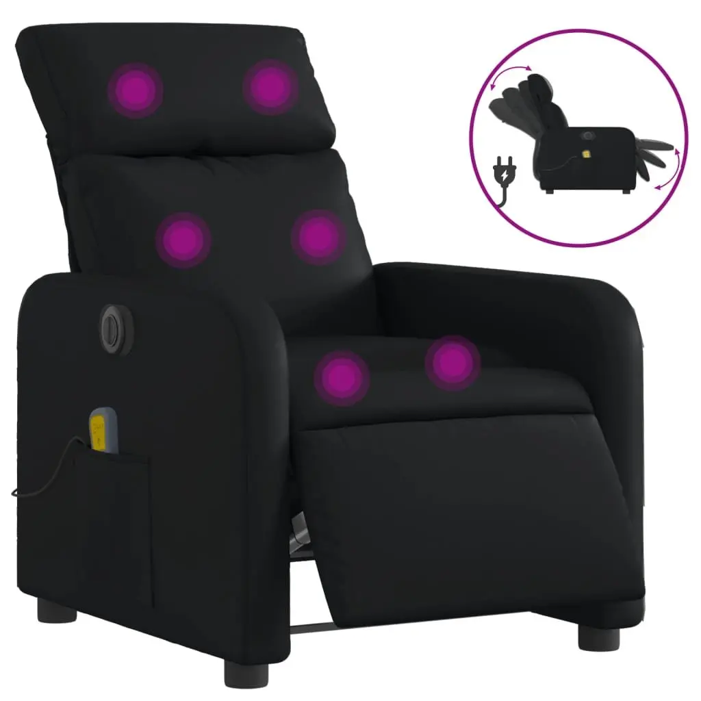 Electric Massage Recliner Chair for Living Room Black Faux Leather