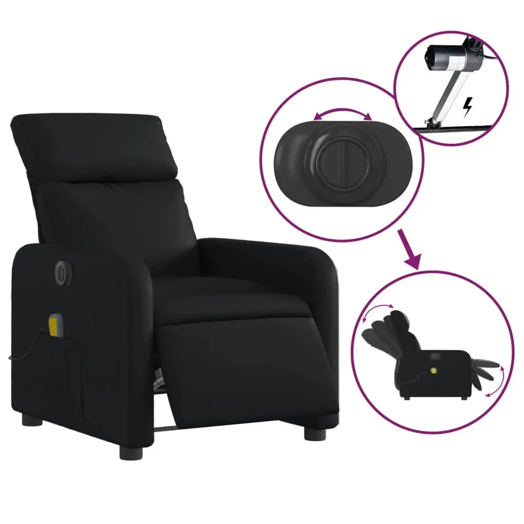 Electric Massage Recliner Chair for Living Room Black Faux Leather