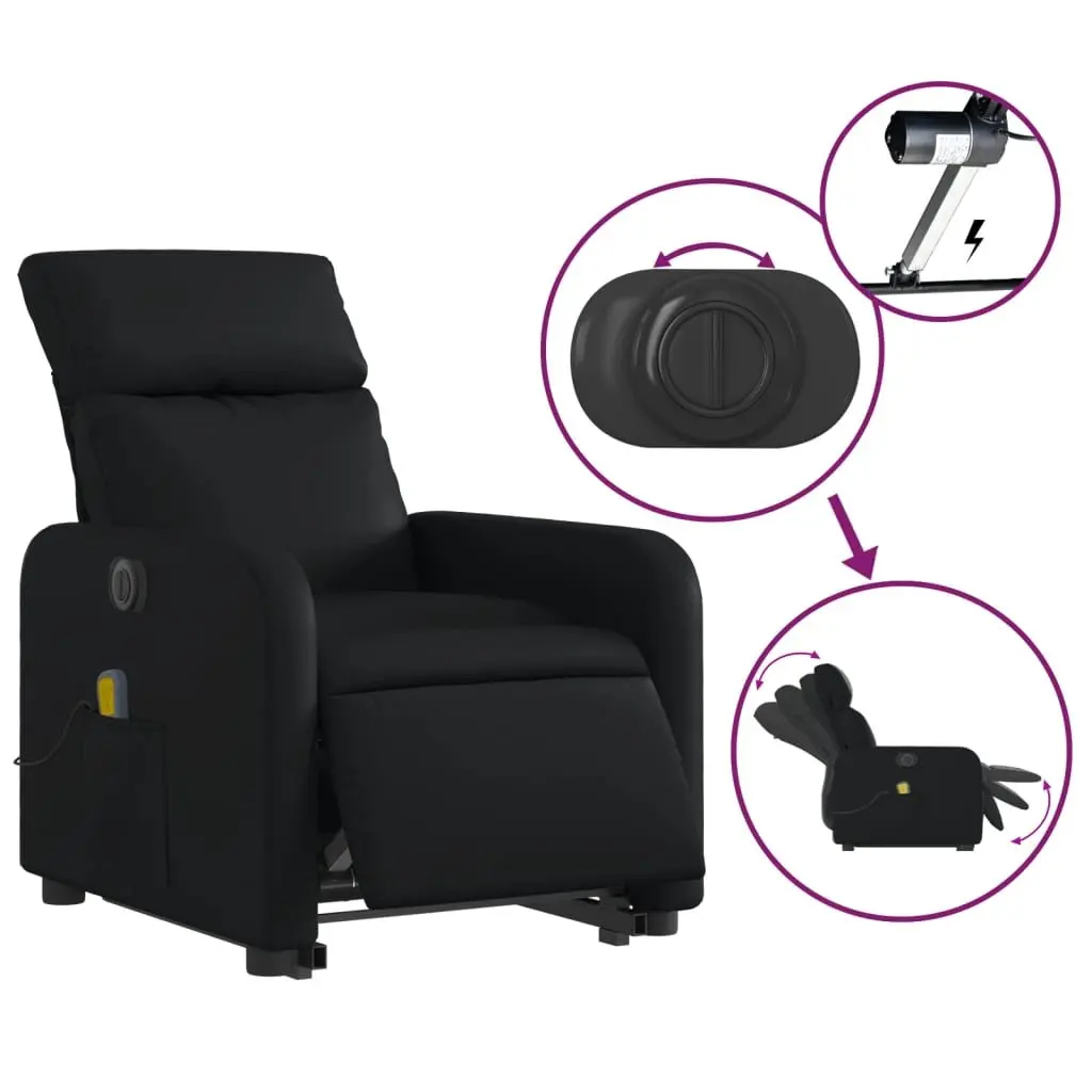 Electric Massage Chair for Living Room Black Faux Leather 135 Degrees