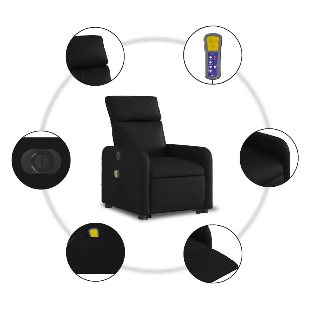 Electric Massage Chair for Living Room Black Faux Leather 135 Degrees