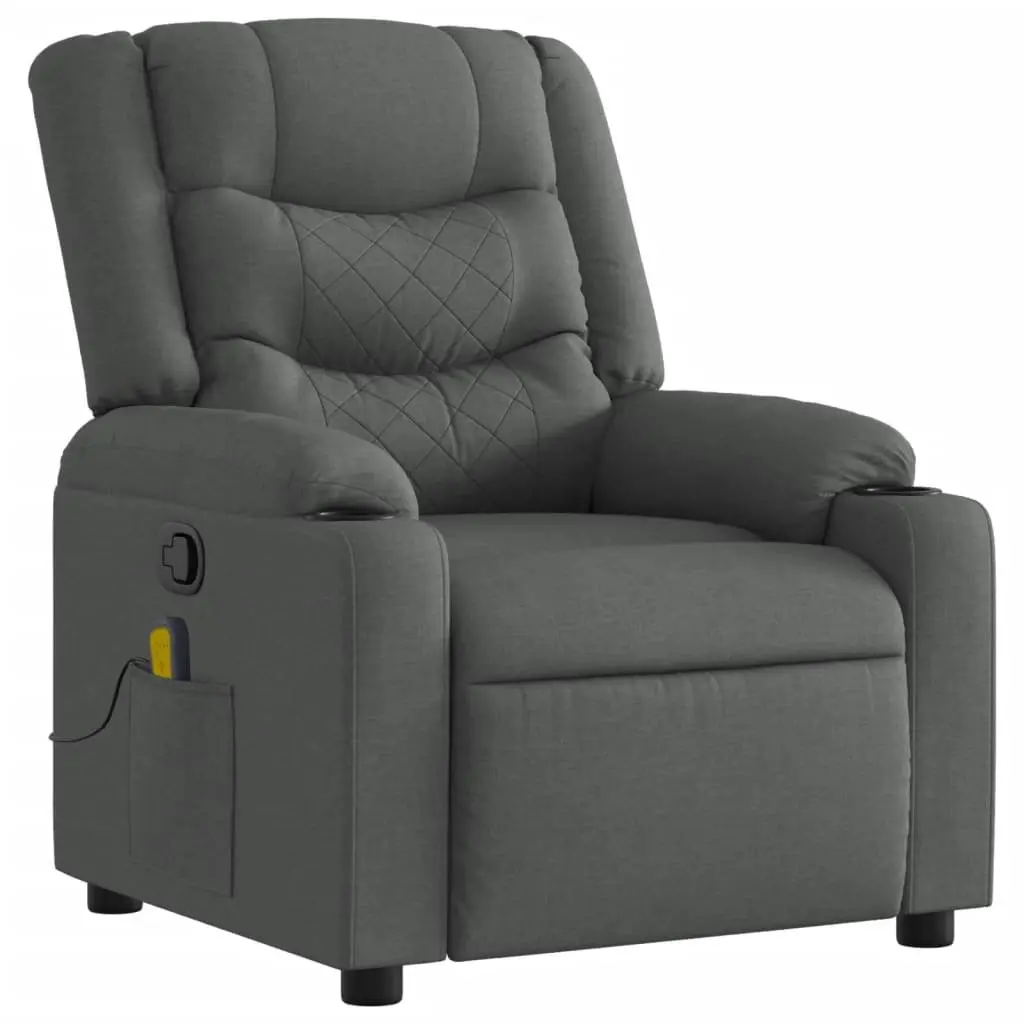 Massage Recliner Chair Living Room Dark Grey Fabric Manual Reclining