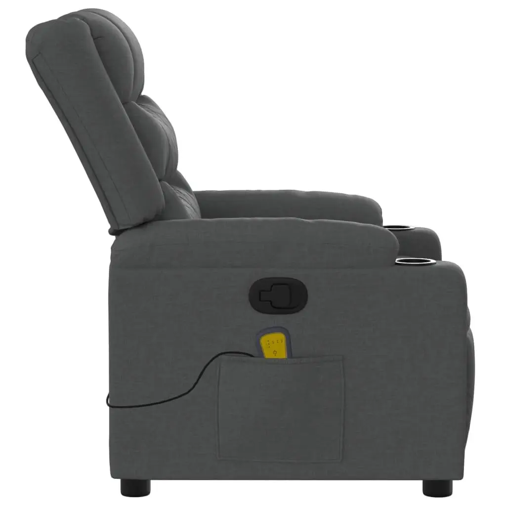 Massage Recliner Chair Living Room Dark Grey Fabric Manual Reclining