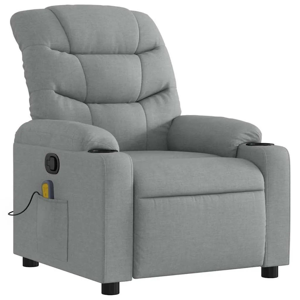 Massage Recliner Chair Living Room Bedroom Grey Fabric Manual Recline Vibration