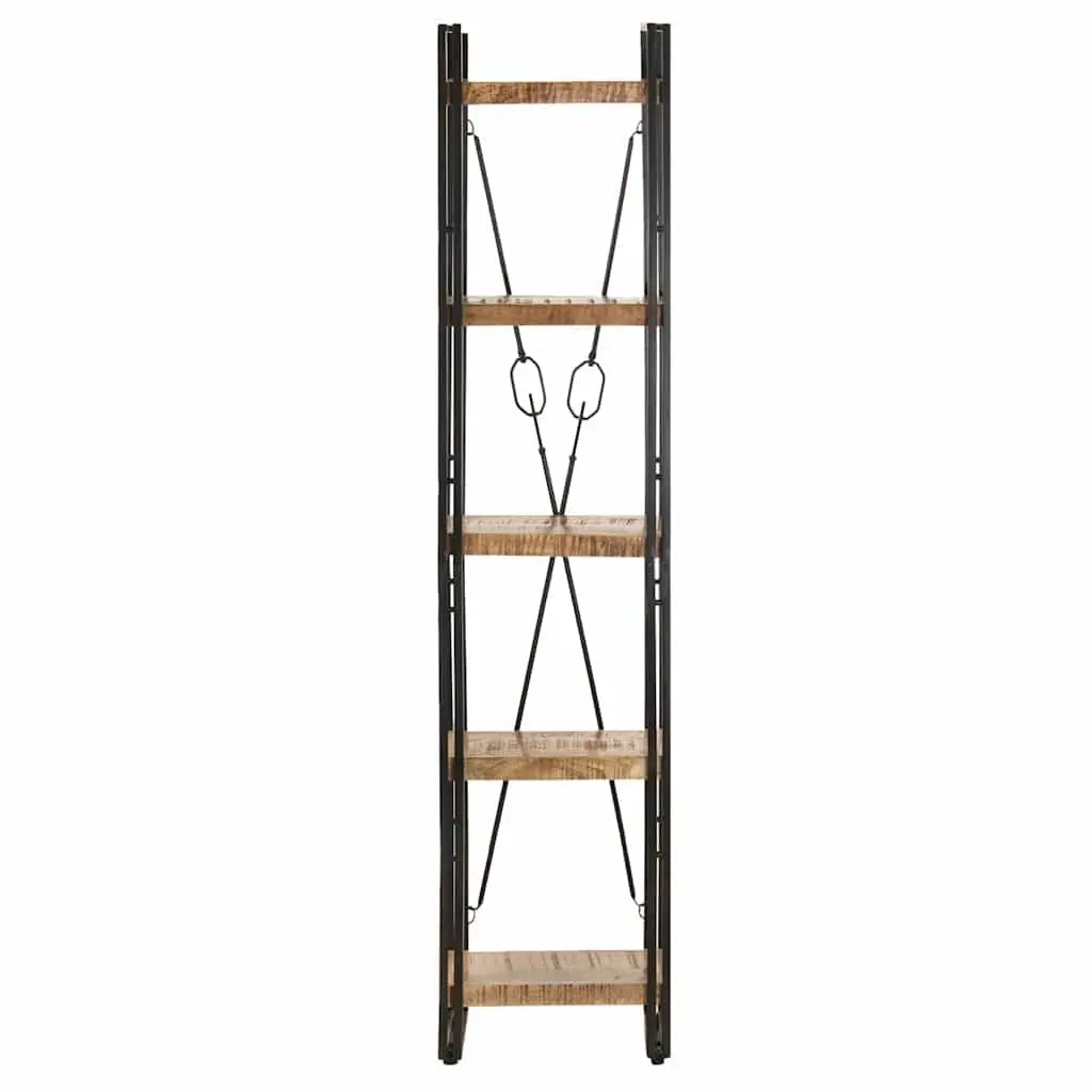 5-Tier Bookcase 40x30x180 cm Solid Mango Wood Industrial Standing Shelf Storage