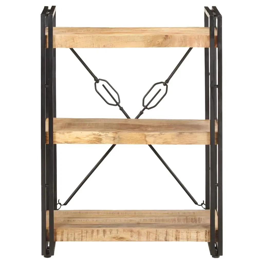 3-Tier Bookcase 60x30x80 cm Solid Mango Wood Industrial Shelving Storage Display