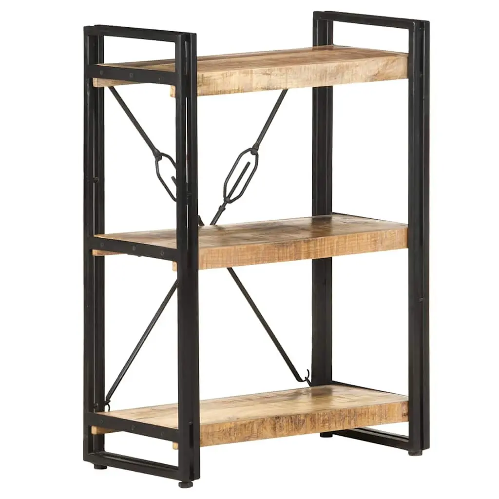 3-Tier Bookcase 60x30x80 cm Solid Mango Wood Industrial Shelving Storage Display