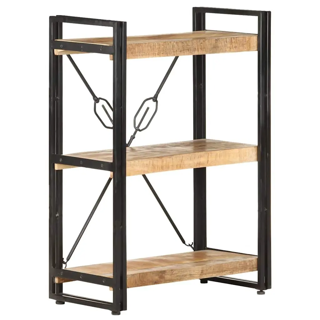 3-Tier Bookcase 60x30x80 cm Solid Mango Wood Industrial Shelving Storage Display