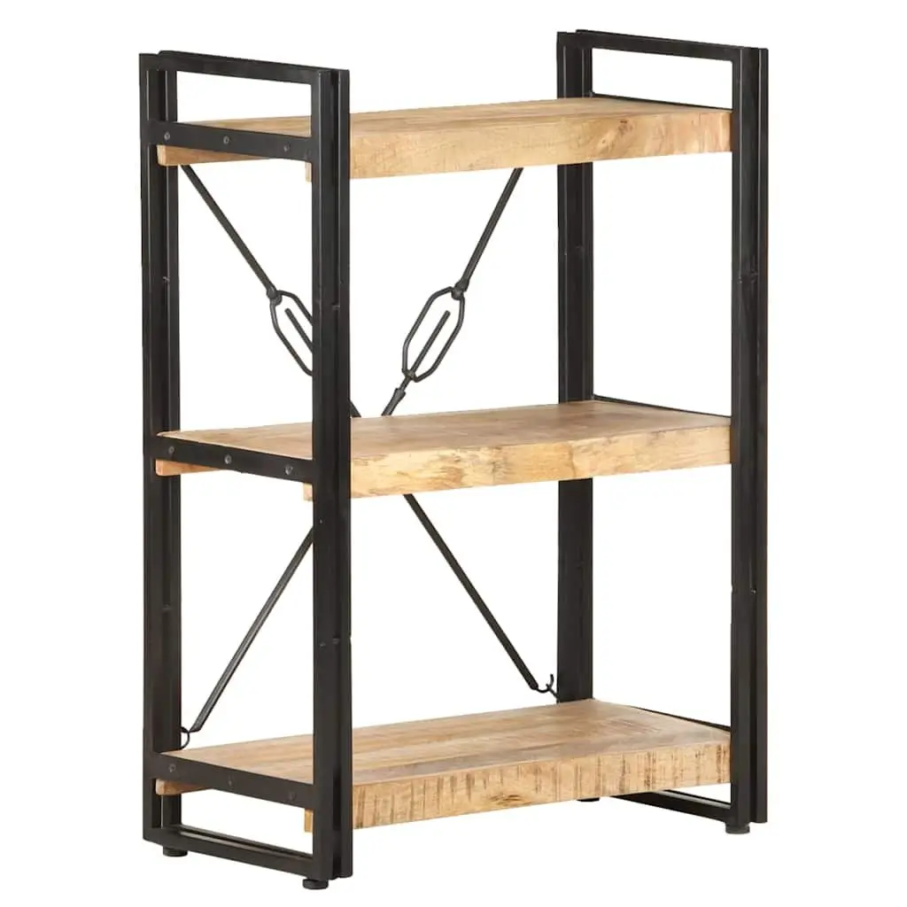 3-Tier Bookcase 60x30x80 cm Solid Mango Wood Industrial Shelving Storage Display