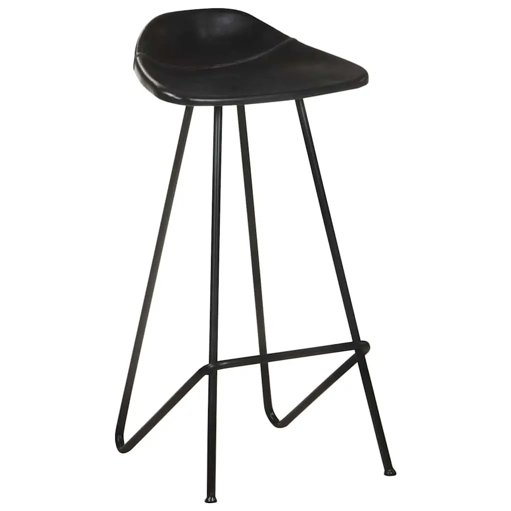 Bar Stools Kitchen Dining 2 pcs Black Leather Seat Iron Frame Industrial Style