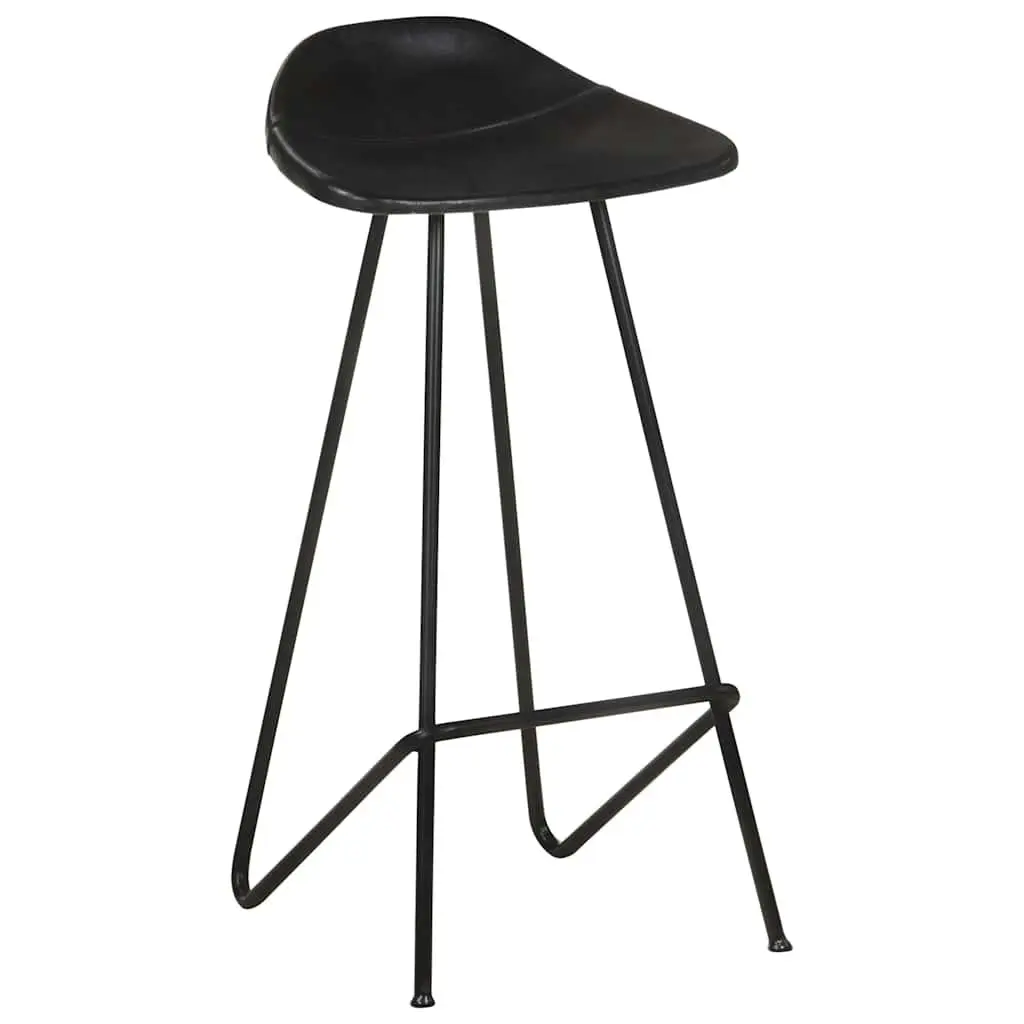 Bar Stools Kitchen Dining 2 pcs Black Leather Seat Iron Frame Industrial Style