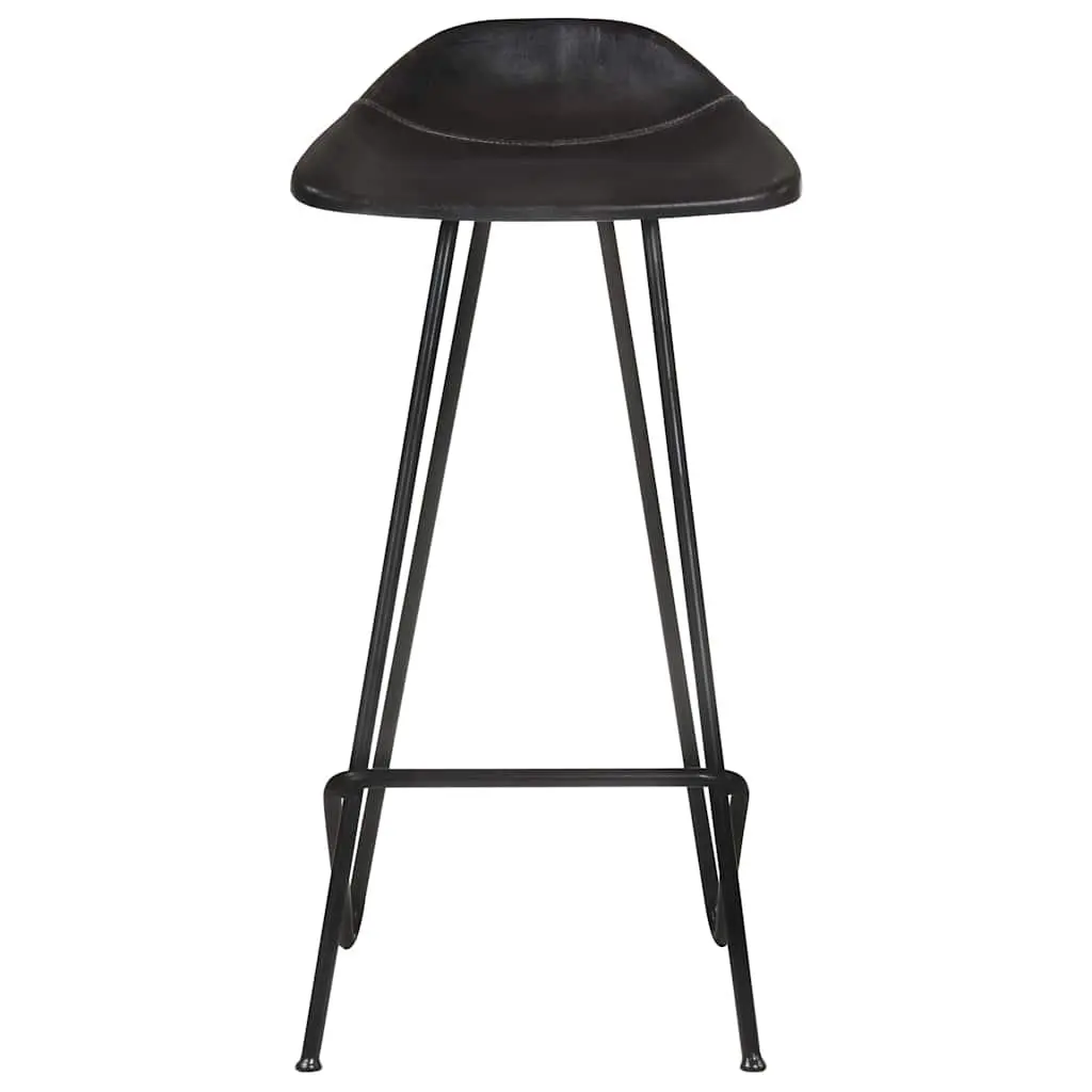 Bar Stools Kitchen Dining 2 pcs Black Leather Seat Iron Frame Industrial Style