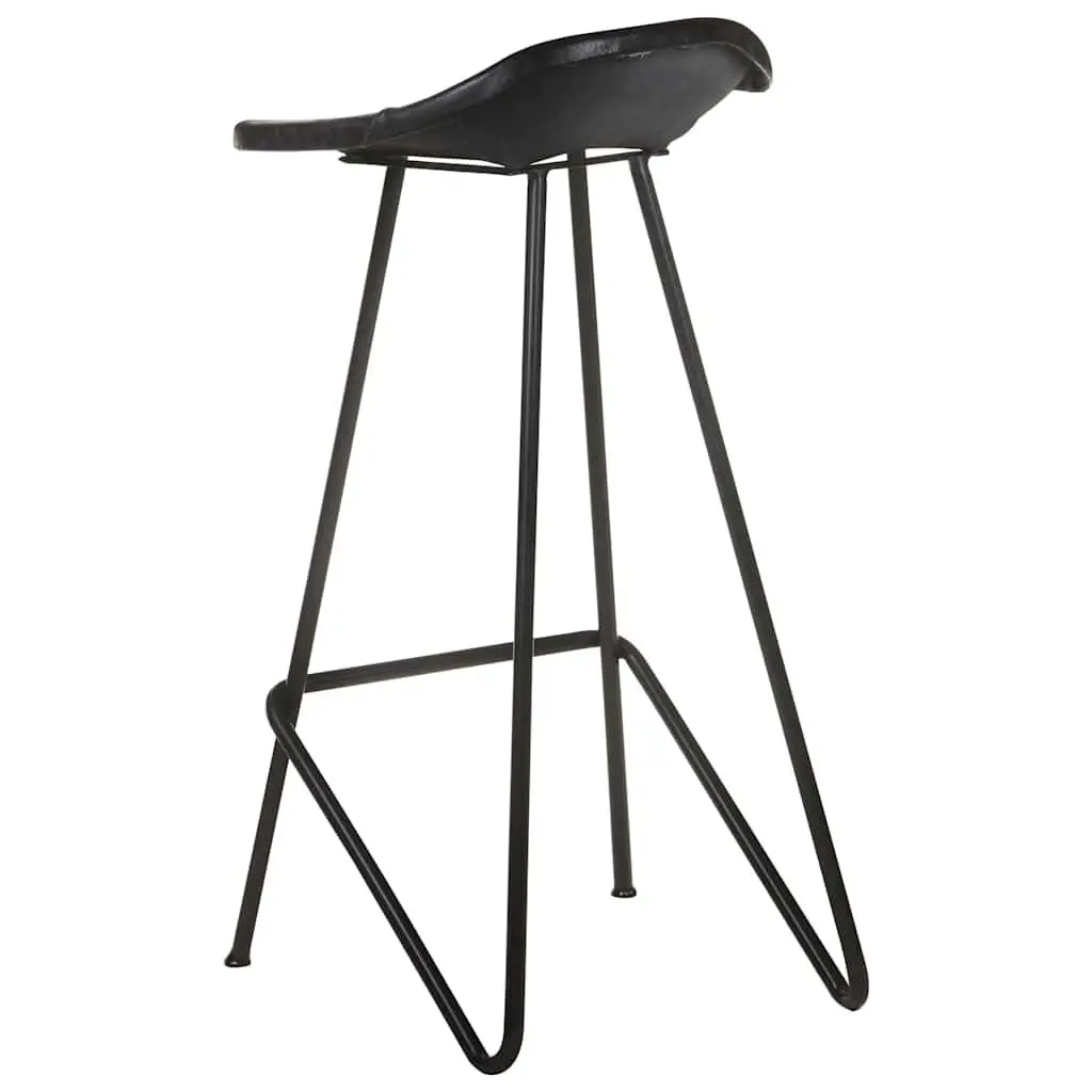 Bar Stools Kitchen Dining 2 pcs Black Leather Seat Iron Frame Industrial Style