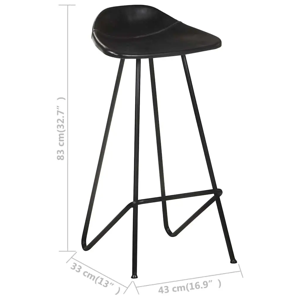 Bar Stools Set of 4 for Dining Kitchen Black Leather Seats Industrial Style