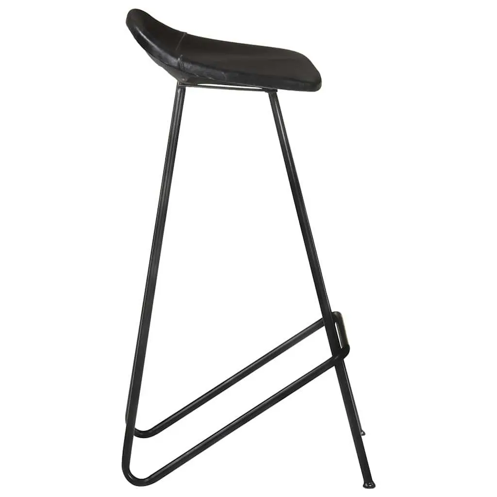 Bar Stools Set of 4 for Dining Kitchen Black Leather Seats Industrial Style