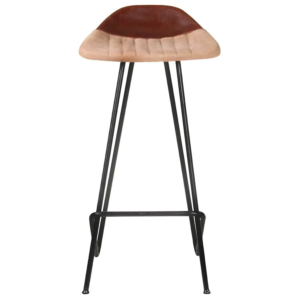 4-Piece Bar Stools Set in Brown Leather