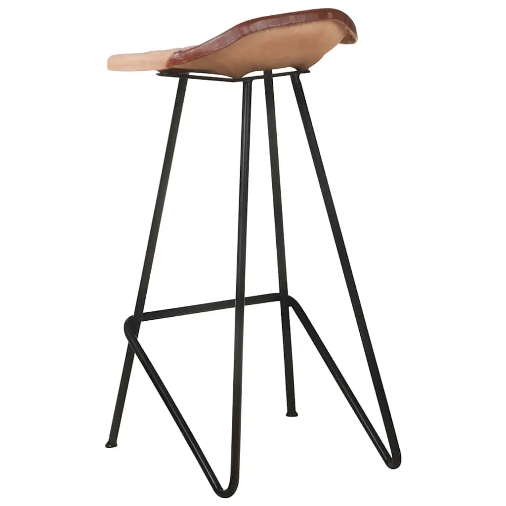 4-Piece Bar Stools Set in Brown Leather