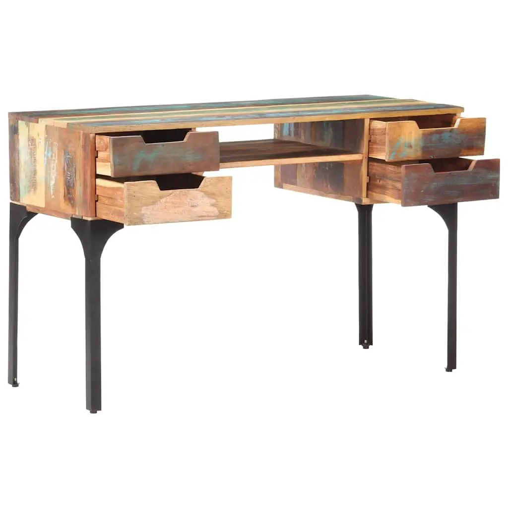 Solid Reclaimed Wood Desk 118x48x75 cm Office Writing Table with Drawers Shelf
