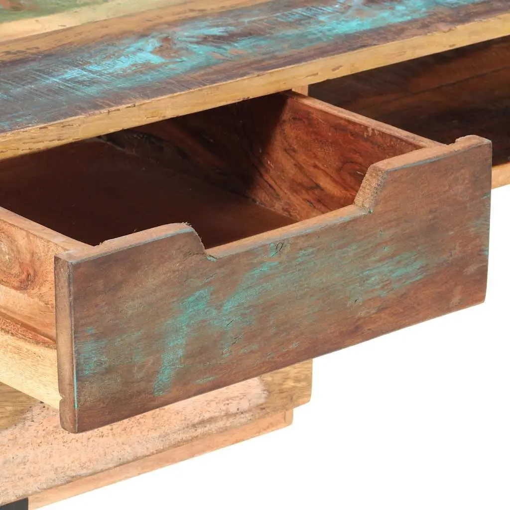 Solid Reclaimed Wood Desk 118x48x75 cm Office Writing Table with Drawers Shelf