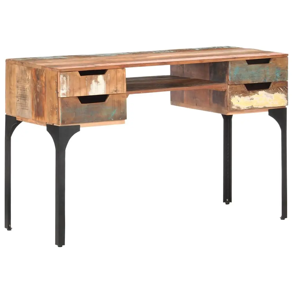 Solid Reclaimed Wood Desk 118x48x75 cm Office Writing Table with Drawers Shelf