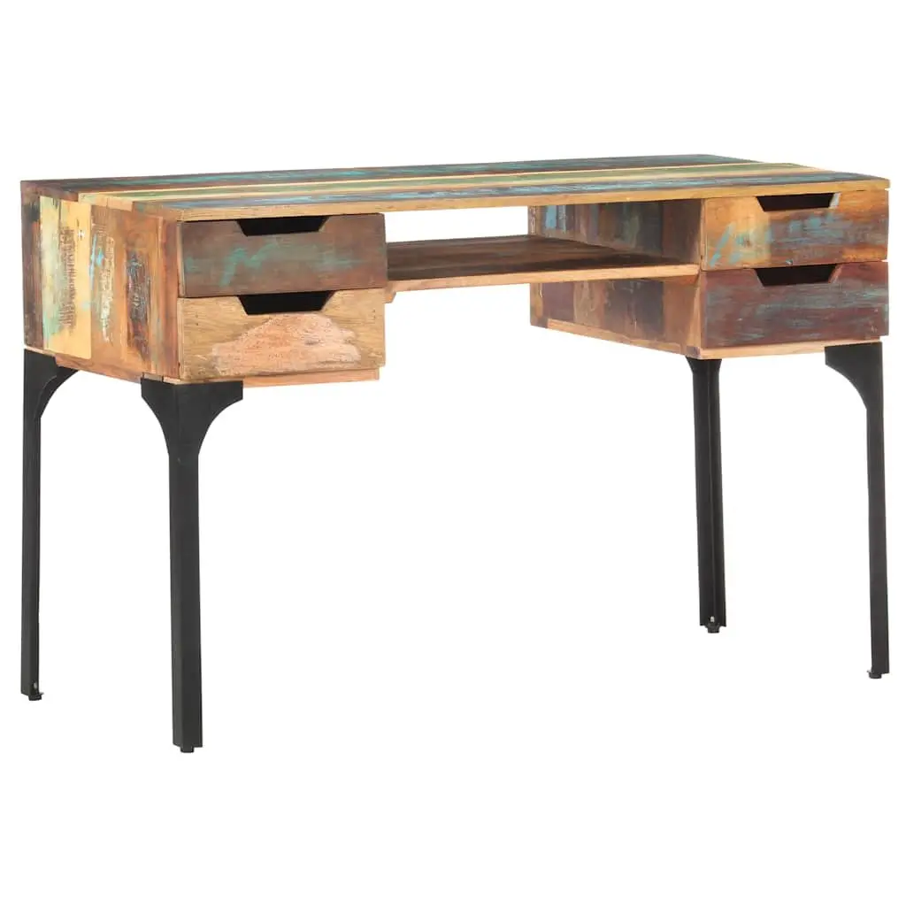 Solid Reclaimed Wood Desk 118x48x75 cm Office Writing Table with Drawers Shelf