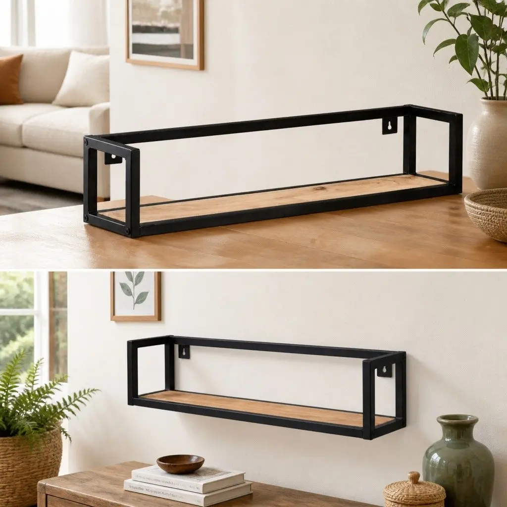 Wall Shelves for Home 80 cm Industrial Style Solid Wood Floating Shelf Storage Rack