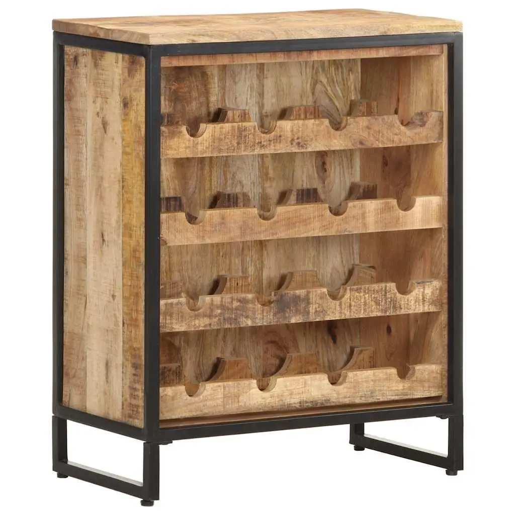 Wine Cabinet 62x33x78.5 cm Rough Mango Wood Storage Display Holder