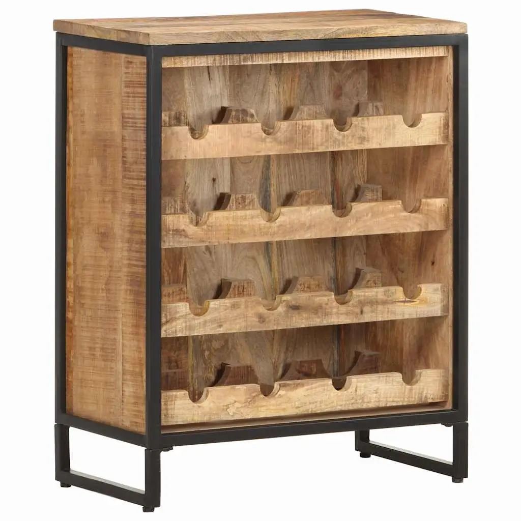 Wine Cabinet 62x33x78.5 cm Rough Mango Wood Storage Display Holder