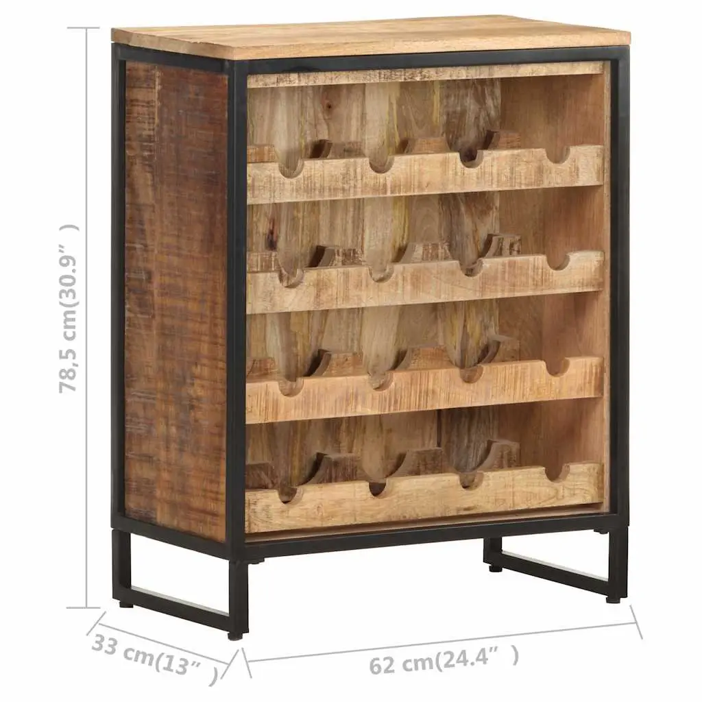 Wine Cabinet 62x33x78.5 cm Rough Mango Wood Storage Display Holder