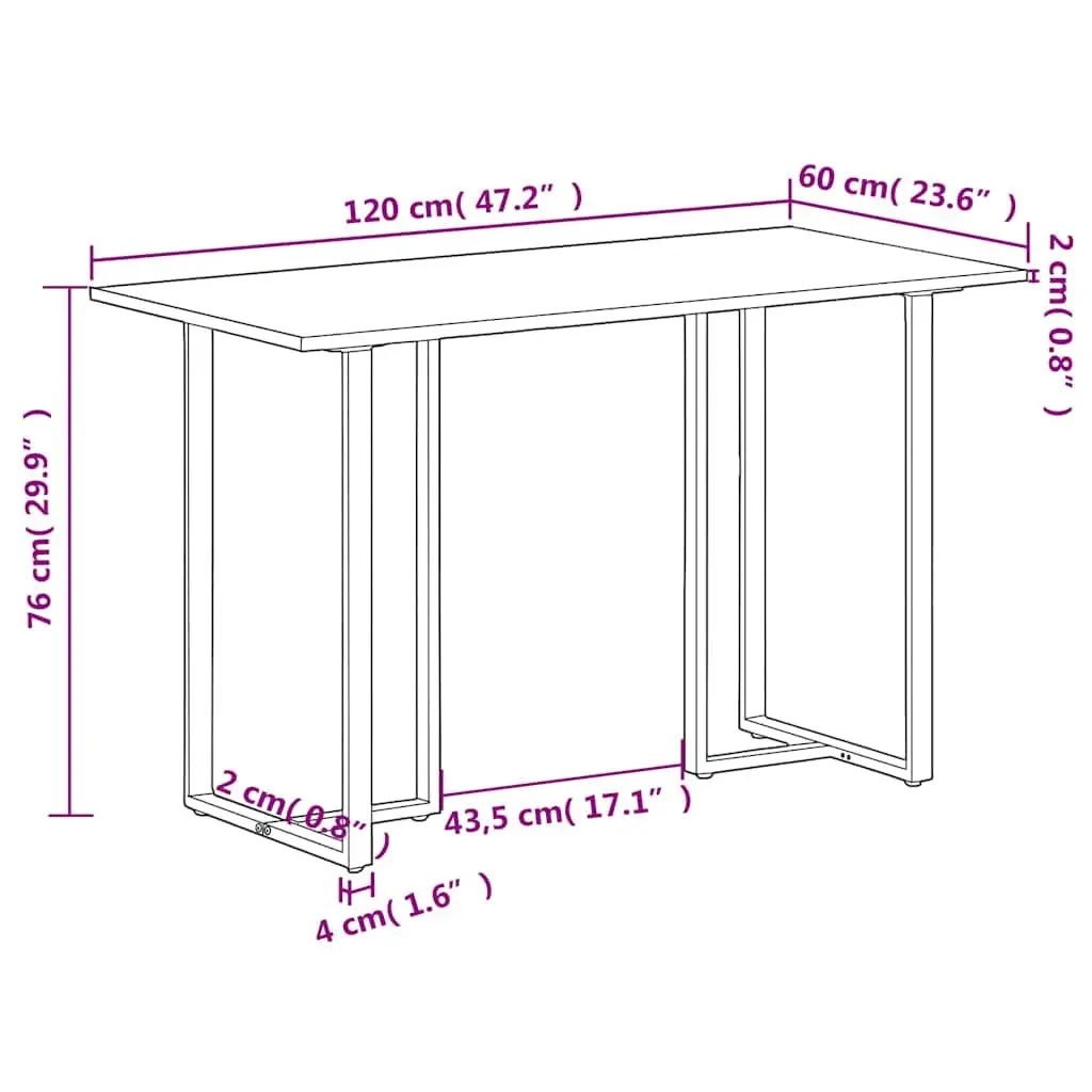 120 cm Rough Mango Wood Dining Table
