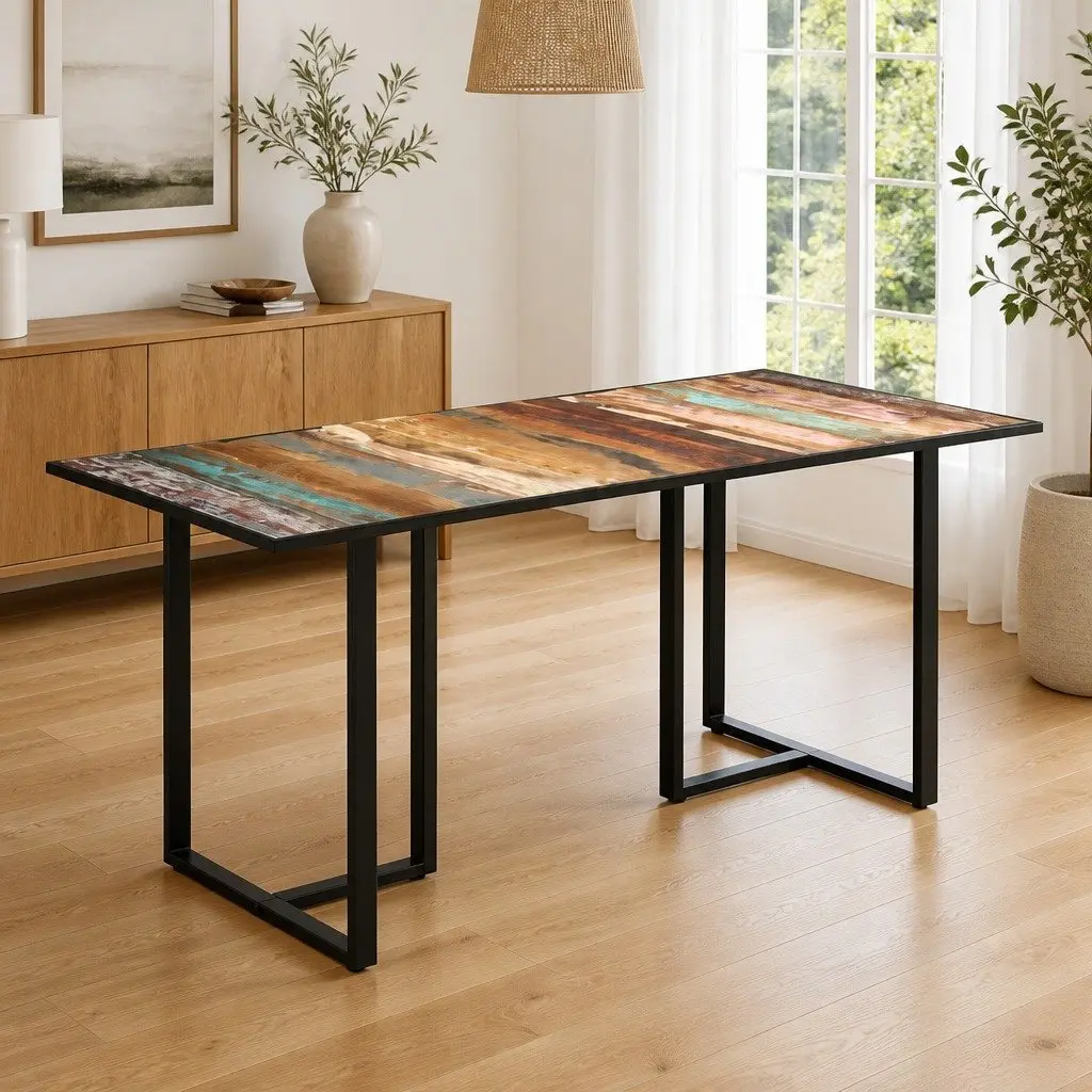 Dining Table Kitchen 160 cm Solid Reclaimed Wood Brown