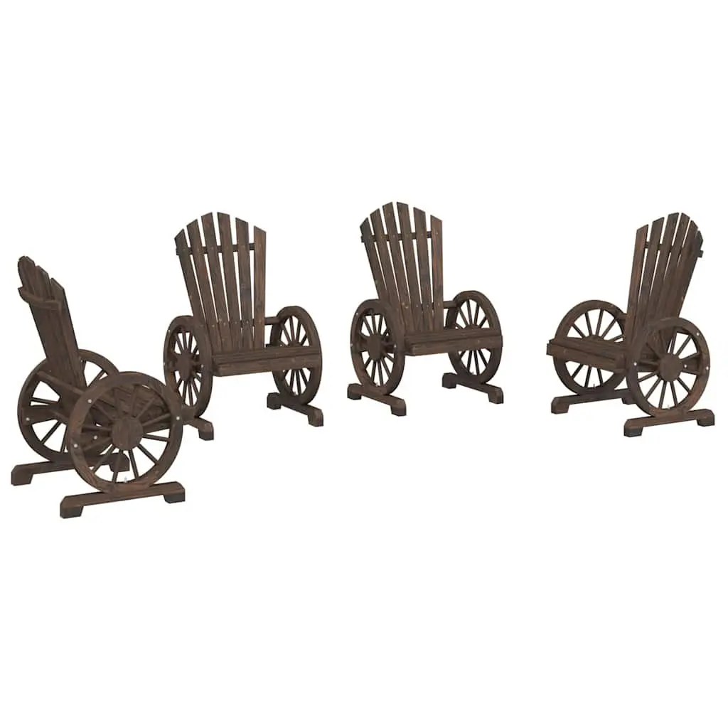 Adirondack Chairs Set for Outdoor Garden 4 Piece Solid Wood Fir Brown