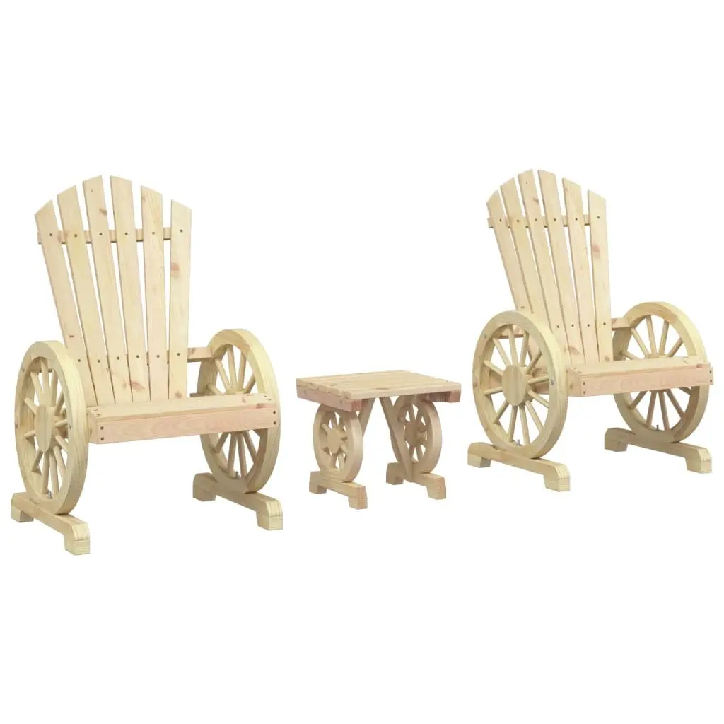 3 Piece Garden Lounge Set Adirondack Chairs Coffee Table Outdoor Furniture
