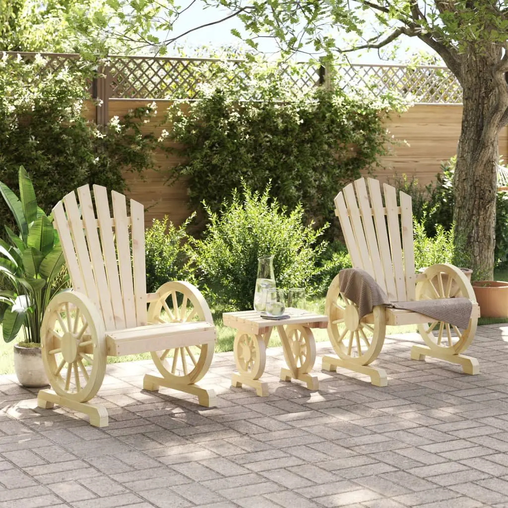 3 Piece Garden Lounge Set Adirondack Chairs Coffee Table Outdoor Furniture