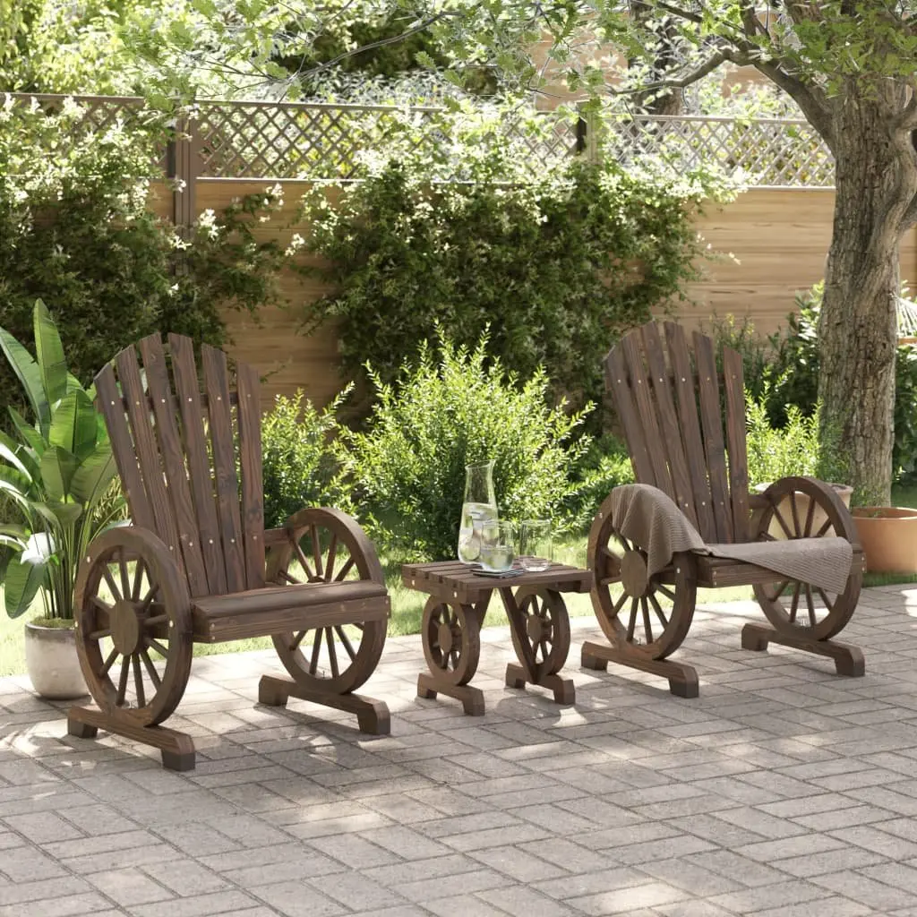 Adirondack Chair Lounge Set for Garden with Coffee Table Solid Fir Wood Brown 3 Piece